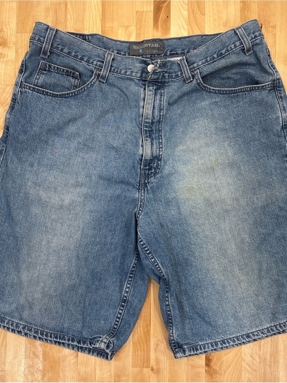 Levis Silvertab Shorts Jorts Mens 38 Blue Denim 90s Vintage Outdoor Classic